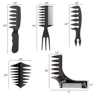 Lot d'accessoires de barbier en gros : Peigne <span class=keywords><strong>afro</strong></span>, brosses double face, peigne à queue pour coiffure texturée et peigne pour cheveux mouillés ou coiffés à l'huile - Product Image 1