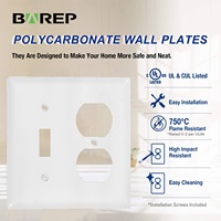 Barep Plaque de couverture murale 2 modules en polycarbonate blanc lisse pour interrupteur à bascule / prise double
