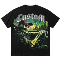T-shirt personnalisé pour homme avec logo imprimé DTG, délavé à l'acide, style vintage streetwear, coupe ample et courte en coton, MOQ 1