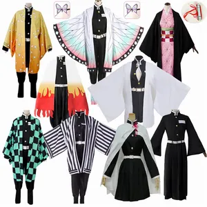 Anime Kimetsu No Yaiba Zenitsu Giyu Tanjirou Kamado Nezuko Cosplay mujeres niños hombres Kimono uniforme Cosplay