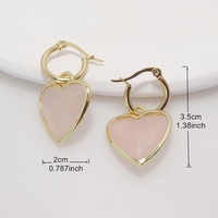 SEKIM JEWELRY Boucles d'oreilles créoles Huggie minimalistes en pierre précieuse naturelle en forme de cœur à facettes, plaqué or/argent, serti clos, sans nickel ER475