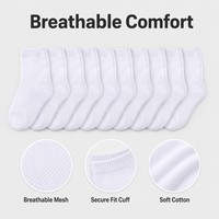 Chaussettes de sport mi-mollet respirantes personnalisées en gros, chaussettes athlétiques en coton doux et maille, fabricant OEM de chaussettes de sport pour enfants à faible MOQ