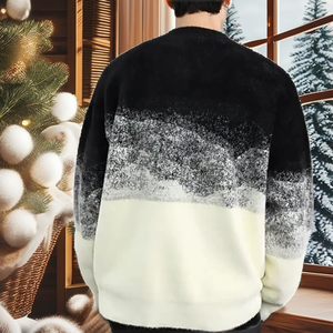 Pull en mohair rayé pour homme, ODM 340g, tricot ample dégradé tendance pour l'automne - Product Image 2