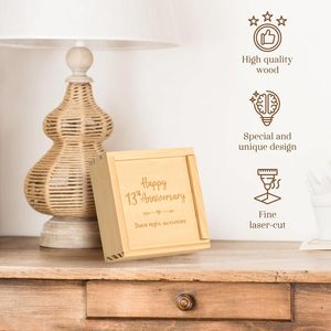 Caja de <span class=keywords><strong>Regalo</strong></span> de Madera Sin Terminar para el <span class=keywords><strong>13</strong></span>.º <span class=keywords><strong>Aniversario</strong></span>, Caja de Almacenamiento de Madera Portátil con 52 Ideas para Citas, <span class=keywords><strong>Regalo</strong></span> de Recuerdo para Esposa o Esposo - Product Image 4