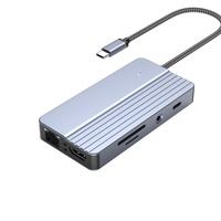 Hub USB-C 10-en-1 avec sortie 4K HDTV, RJ45 (100 Mbps), 2 ports USB 3.0, audio 3,5 mm, lecteur de cartes SD/TF et 2 ports USB 2.0 – Station d'accueil et adaptateur pour ordinateur portable