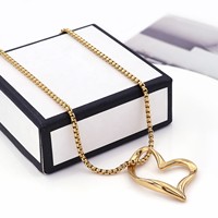 Joyería de Moda que No se Desvanece, Collar de Acero Inoxidable Chapado en Oro de 18K con Colgante de Corazón, Joyería de Moda México
