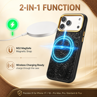 Coque en cuir de vachette style rétro Tang-Flower pour Apple iPhone 17 18 avec trous pour lanière et clé AI – Vente en gros
