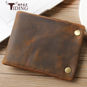 Portefeuille à deux volets en cuir Crazy Horse pour homme, fin, en cuir véritable, marron foncé 4037 - Product Image 3