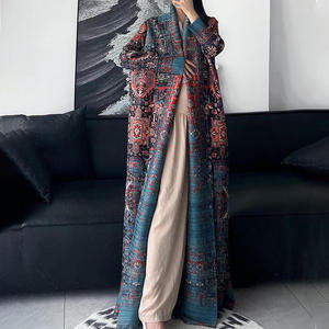 Venta Directa de Fábrica, Túnica Estampada Árabe de Oriente Medio para Mujer, Talla Grande, Cortavientos, Diseño Plisado, Abaya Musulmana Tradicional - Product Image 2