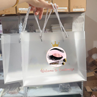 Sac de Courses en Plastique Transparent PVC, Sac Fourre-Tout Dépoli PP avec Poignées, pour Vêtements, Cadeaux, Bonbons