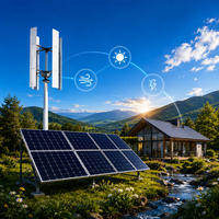 Kit d'énergie hybride combiné éolien 20kW 8kW, système solaire 12kW et batterie lithium 50kWh pour maison mobile extérieure