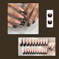Ongles français à motifs de serpent nouvellement conçus OEM ODM carré longue pression sur les ongles 24 pièces ABS faux ongles