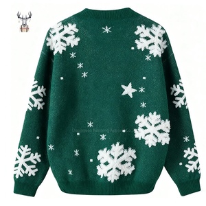 南騰カスタム工場 秋冬 100%アクリル製 漫画風雪の結晶柄ニット クリスマスセーター（女性用） - Product Image 2