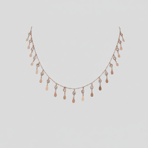 Rose Gold P.925K Sterling <b>Silver</b> Drop Minimalist <b>Choker</b> Drop Necklace - Product Image 2