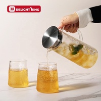 Pichet à eau mural en verre diamant avec ensemble de tasses pichet en verre résistant au froid avec couvercle d'infuseur