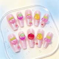 Breloques 3D en résine transparente à paillettes pour ongles, motifs fruits mignons (Pêche, Pomme, Cerise, Mangoustan), mini décorations pour ongles, manucure DIY sucrée