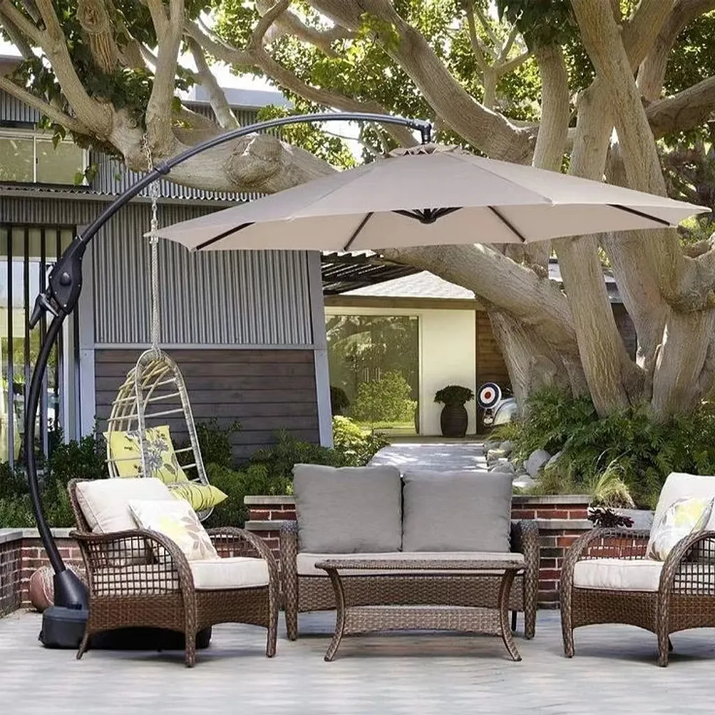 Payung taman pantai luar ruangan, tinggi desain kontemporer kecil sederhana kustom murah hangat