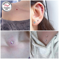Perhiasan tindik dermal titanium zircon ASTM F136 G23 ukuran 14G M0.9/1.2, model basic, untuk tulang selangka.