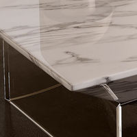 Table basse de luxe en marbre naturel avec base en acrylique transparente, table centrale moderne et minimaliste pour salon