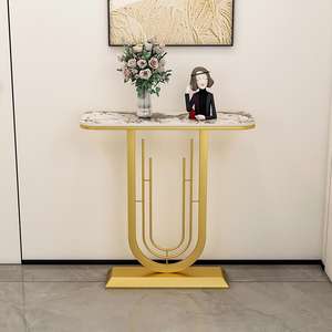 Table en dalle de pierre de luxe de style italien, support à fleurs sur pied pour le salon, décoration d'entrée, table de hall d'hôtel, couloir - Product Image 5