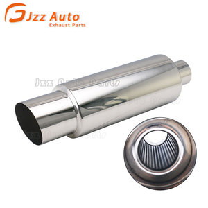 Sistema de escape de piezas de automóvil universales, silenciador trasero de salida modificado de 2,5 "en 4", silenciador de escape de cuerpo redondo de acero inoxidable de 5 "para coche - Product Image 1