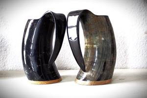 Cuerno para Beber Vikingo Medieval, Hecho a Mano, Pulido, Ecológico, de Cuerno de Búfalo Natural Real con Borde de Latón, Hecho a Mano en India - Product Image 5