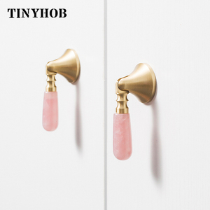 Nhiều Màu Tinh Thể Tự Nhiên + Solid Brass Nhà Bếp Ngăn Kéo Tủ Xử Lý Đồ Nội Thất Màu Hồng Pha Lê Knobs Phần Cứng Tủ Kéo C-3057 - Product Image 1