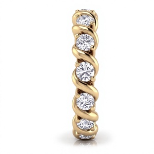 แหวนเพชรทรงกลมเจียระไนแบบบริลเลียนท์เคลือบทอง 18K 14K รุ่น Twisted Vine แหวนเพชร CVD แหวนหมั้นสำหรับผู้หญิง - Product Image 1