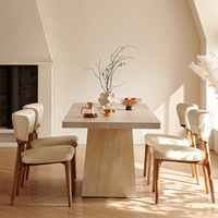 Ensemble table et chaises de salle à manger en bois de style français, plateau en pierre, moderne, rectangulaire, durable, mobilier de maison de petite taille