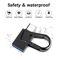 Clé USB 3.0 en métal 2 en 1, type C, OTG, étanche, antichoc, avec porte-clés, mémoire stick