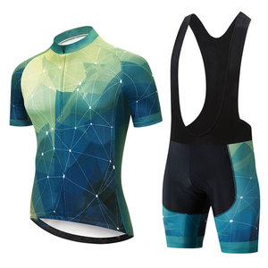 Ensemble <span class=keywords><strong>de</strong></span> maillot <span class=keywords><strong>de</strong></span> cyclisme pour homme à manches courtes, respirant, rembourré, à séchage rapide, <span class=keywords><strong>de</strong></span> haute qualité, avec short à bretelles pour vélo <span class=keywords><strong>de</strong></span> route, VTT, été, personnalisable OEM - Product Image 1
