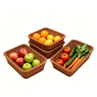 Panier à pain en imitation rotin PP, panier de rangement en plastique tressé pour fruits et légumes, pour boulangerie, supermarché, présentation alimentaire