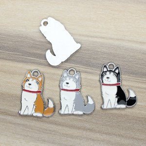 Bán Buôn Men Thẻ Con Chó Mặt Dây Chuyền Treo Charms Dangle Charms DIY Móc Chìa Khóa Vật Nuôi Cổ Áo Rhinestone Vương Miện Trái Tim Mặt Dây Chuyền Charms - Product Image 2