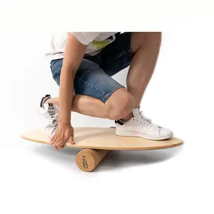 Roller Board Wholesale Eco-friendly Core Balance And Waist Training Board Exercise Fitness Wooden Cork Balance Roller Board