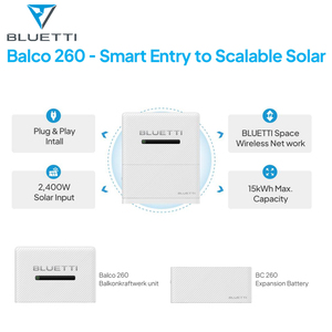 BLUETTI Balco 260 ระบบโซลาร์เซลล์แบบออฟกริดสำหรับระเบียงบ้าน พร้อมแบตเตอรี่ LFP ความจุ 2.56 กิโลวัตต์ชั่วโมง รองรับการใช้งานร่วมกับ Shelly, <span class=keywords><strong>Google</strong></span> Home และ Alexa เพื่อการควบคุมอัจฉริยะ - Product Image 2