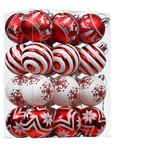 Nuevas Bolas de Navidad de Plástico de Alta Calidad de 6 cm, Adorno Colgante con Copos de Nieve Rojos y Blancos, Impresión Digital de 4 Colores para Fiestas - Product Image 1