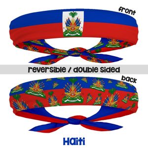 Diadema Deportiva con <span class=keywords><strong>la</strong></span> Bandera Nacional de Haití, Pañuelo de Doble Cara con Cordón Ajustable, Banda para el Sudor para Hombres y Mujeres - Product Image 1