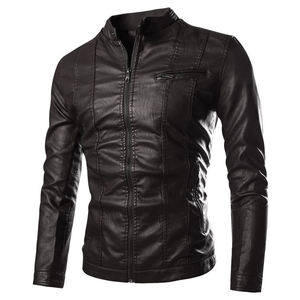 <span class=keywords><strong>2023</strong></span> Offre Spéciale hiver hommes décontracté rue et vêtements de sport veste à glissière veste en cuir couleur unie mousse vestes hommes - Product Image 3