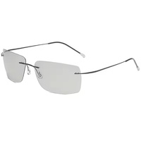 Lunettes de soleil photochromiques ultra-légères dorées Lunettes rectangulaires sans monture pour Sports de plein air Pêche Lumière à réglage automatique UV400