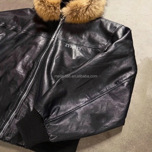 Clothing Manufacturers Custom Black Zipper <b>Jackets</b> Men Fur <b>Leather</b> Hoodie With Fur Oversized <b>Leather</b> Fur Hoodie Zip up - Product Image 2