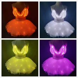 SHINYOU kadın LED ışık up tutu etek ekleyin LED akıllı sutyen parti kıyafetleri, Rave LED müzik festivali kostümleri