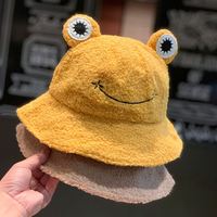 Nouveau Chapeau Bob d'Hiver Brodé Grenouille avec Cordon Réglable, Chapeau de Pêcheur Panama Chaud pour l'Extérieur