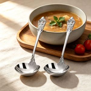 Cuillère à soupe de luxe baroque vintage en acier inoxydable 304, polie miroir, résistante au lave-vaisselle, pour restaurant, hôtel, maison - Product Image 3