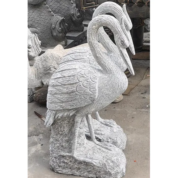 Prezzo competitivo gru statue animali pietra intaglio giardino statue su misura pietra arte scultura