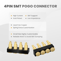 Connecteur Pogo Pin SMT plaqué or à 4 broches, pas de 2/2,54 mm, borne à ressort pour PCB et appareils portables intelligents