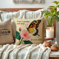 Housse de coussin papillon rétro à ressort, 4 pièces, motif floral papillon coloré, adapté à la décoration de la terrasse à domicile
