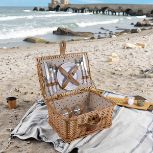 Bộ giỏ picnic mây đan giá rẻ dành cho 2 người, có lớp lót và nắp, bán buôn, thủ công, giỏ đựng đồ picnic bằng mây dành cho 2 người - Product Image 6