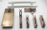 Ensemble complet de quincaillerie pour porte en verre sans cadre, acier inoxydable, pince de porte, ressort de sol, fixation de patch