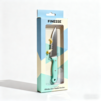 Boîte de rangement pour ustensiles de cuisine réutilisable personnalisée, boîte d'emballage rigide en papier imperméable pour couteau à fruits avec fenêtre transparente
