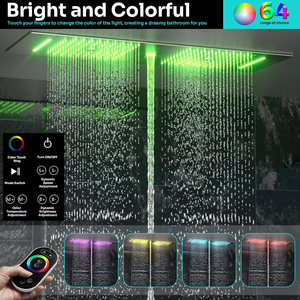 Système de douche thermostatique encastré HONGDEC en nickel brossé avec LED, robinetterie de luxe en laiton massif pour salle de bain - Product Image 4